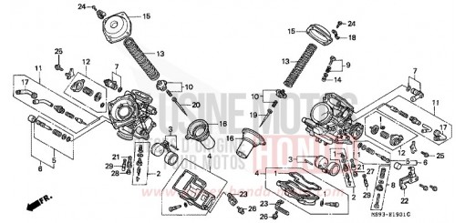 CARBURETOR (COMPONENT PARTS) NTV650P de 1993